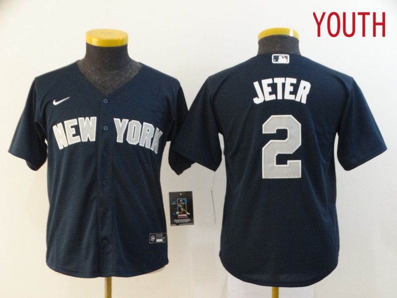 Youth New York Yankees 2 Jeter Blue Nike Game MLB Jerseys